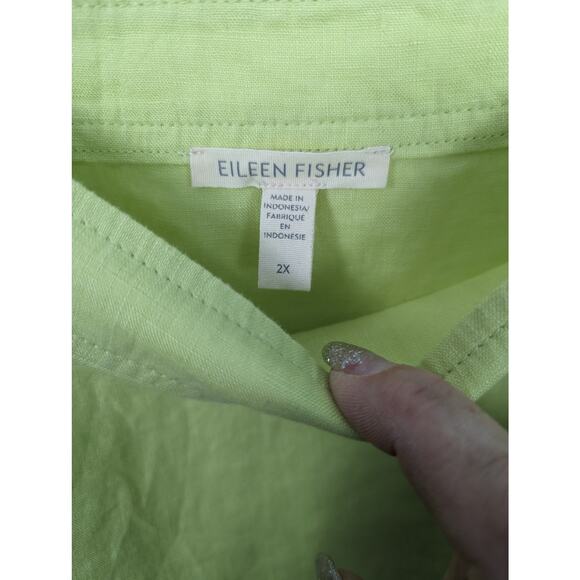 Eileen Fisher Organic Linen Square Neck Maxi Dress Jumper Honeydew Green New 2X - Picture 5 of 10